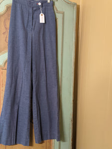 Vintage High-Waisted 1970's Flared Cotton Chambray Pants