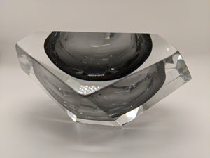 Smoked Grey Murano Glass Diamond Shape Ashtray